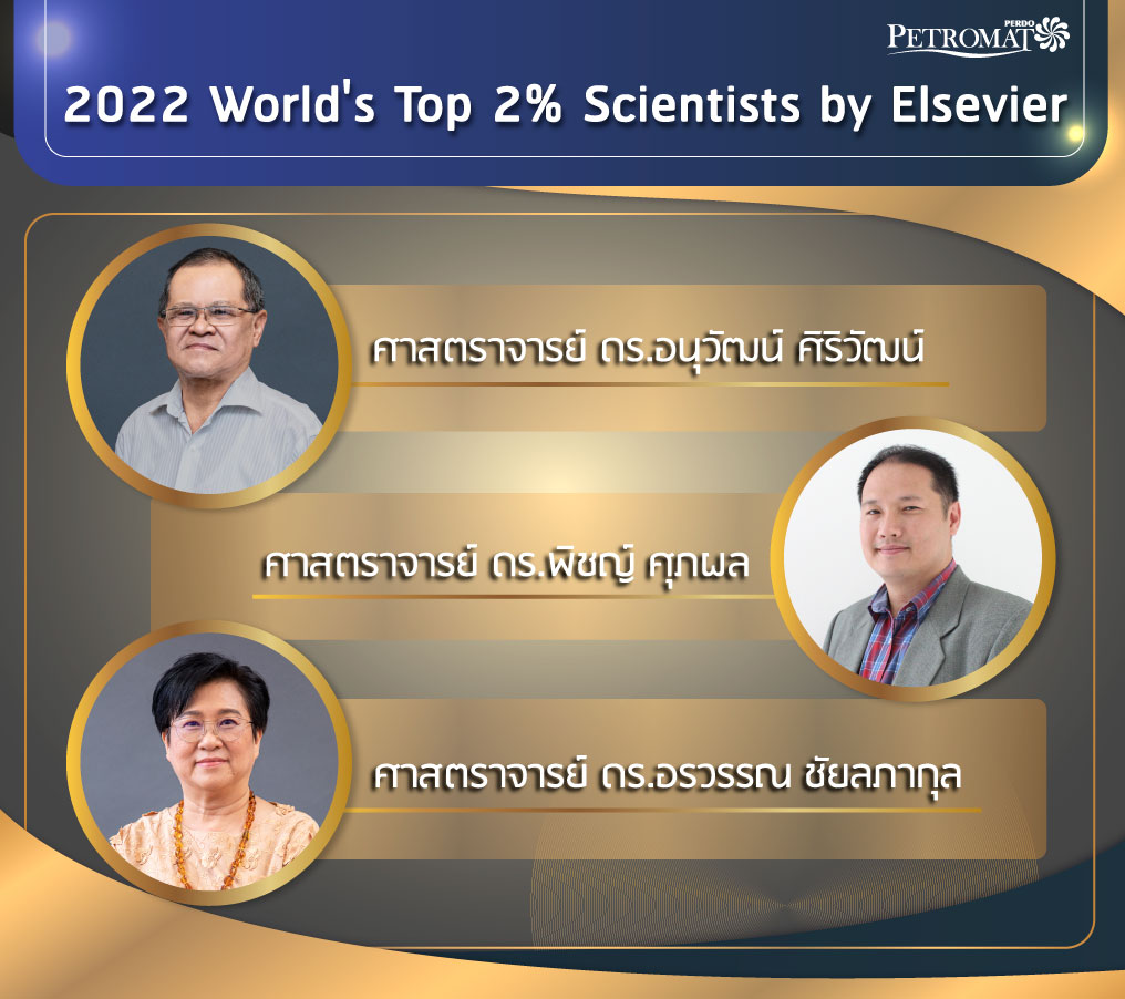 ขอแสดงความยินดีกับคณาจารย์ ที่ได้รับการยกย่องจาก Elsevier “World's Top 2% Scientists” ประจำปี 2022